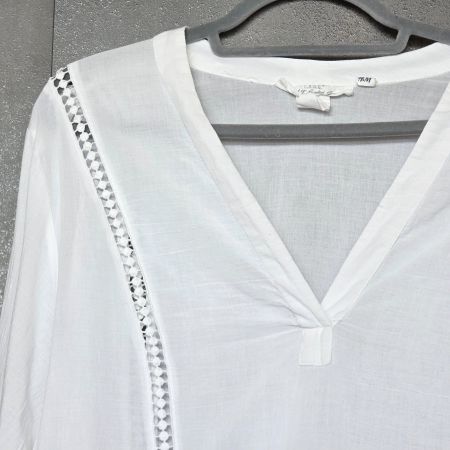 🐸 LUFTIGE WEISSE BLUSE MIT LOCHSTICKEREI BAUMWOLLE 38