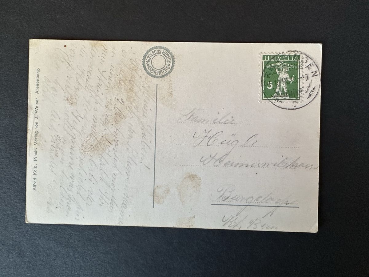 Ansichtskarten: Schweiz - AK Schloss Arenaberg 1916 – Gebraucht aus Schmitten / FR von Samsara169 1