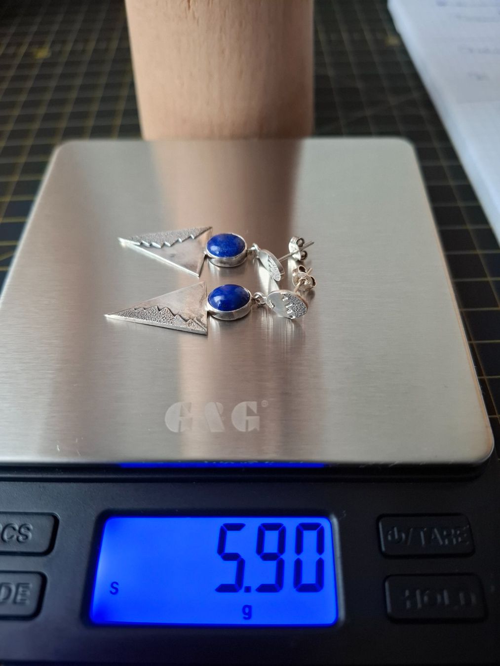 Orecchini pendenti & Orecchini a lobo: Ohrstecker mit Lapislazuli Cabochon S 925 – Usato da Zwieselberg venduto da Halifaxmendusli 2