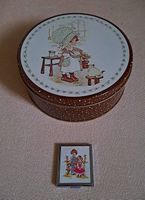 Schöne Vintage Sarah Key Blechdose und Taschenspiegel!