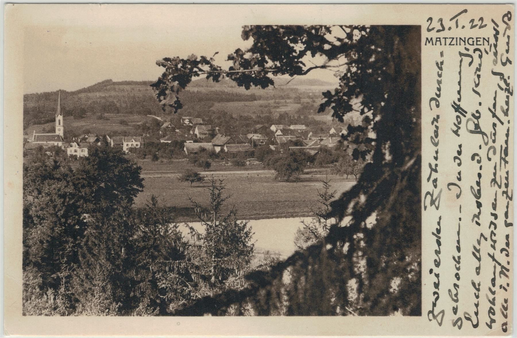 Cartoline postali: TG 127 MATZINGEN 1922 – Usato da Fribourg venduto da philafri