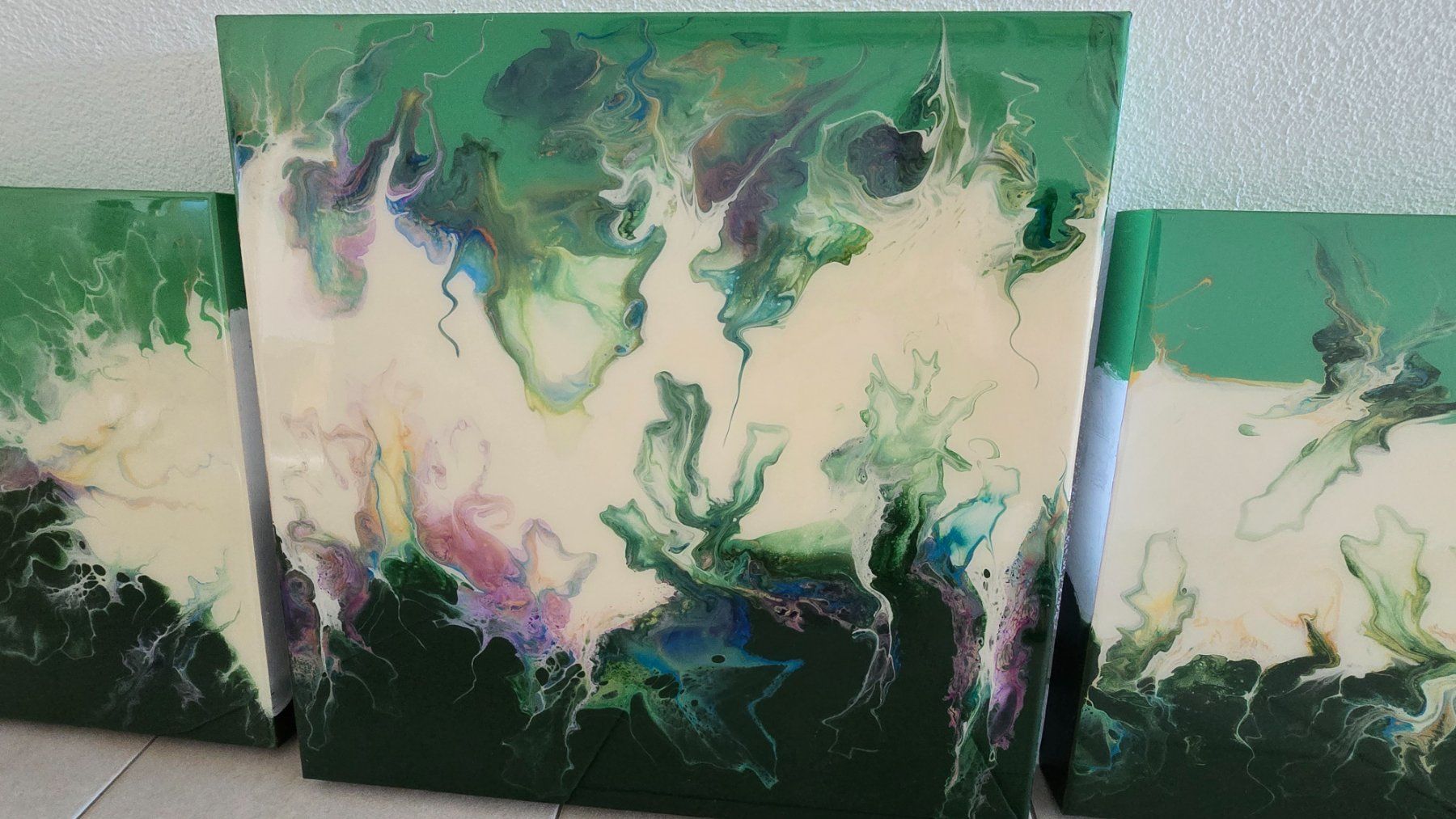 Tableaux: Pouring Acryl Set 3 teilig modern Kunst Gemälde Deko – Neuf (Voir description) à schneisingen par roger..top 3