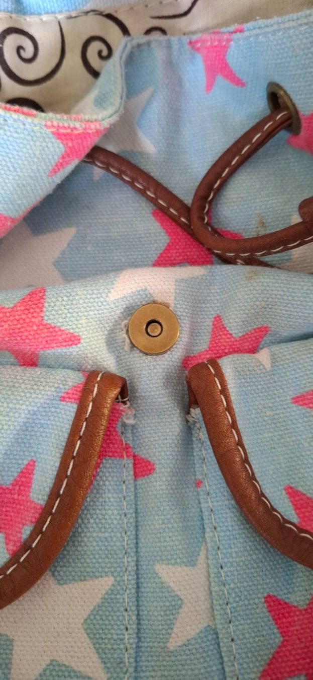 Borse & Zaini: Rucksack Sternenmuster Blau Pink Weiss – Usato da Richterswil venduto da Palmer2012 1