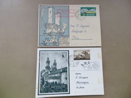 2 gelaufene Sujet-Karten Philatelisteen SG (1946)+ TI (1956)