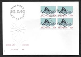 FDC Nr. 445 Viererblock Finsteraarhorn ET Bern 26.9.1966