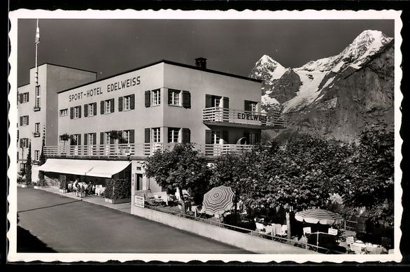 Cartoline postali: Mürren, Hotel Edelweiss, Eiger, Mönch – Usato da Berlin venduto da bartko-reher