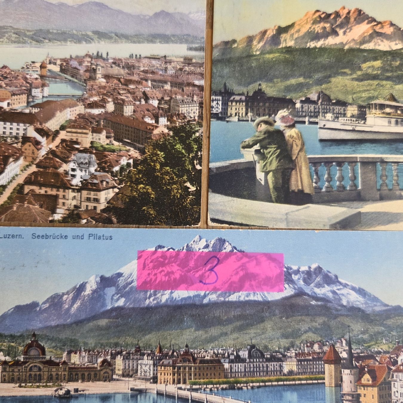Ansichtskarten: 3x Antike Ansichtskarten Luzern Seebrücke mit Pilatus – Gebraucht aus Stans von Ducati16