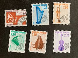 Frankreich 1987/90 Lot Vorausentwerungen Musikinstrumente
