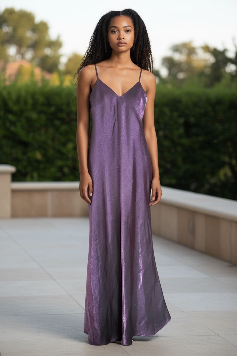 Vestiti: Élégante robe longue satinée violette, taille M – Nuovo (secondo la descrizione) da Vuisternens-Romont venduto da gol_xp6p 5