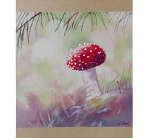 Original! Pastellbild "Fliegenpilz", signiert.