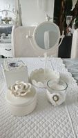 4x Shabby Chic Deko weiss Schmuckständer Dosen Kerzenlicht