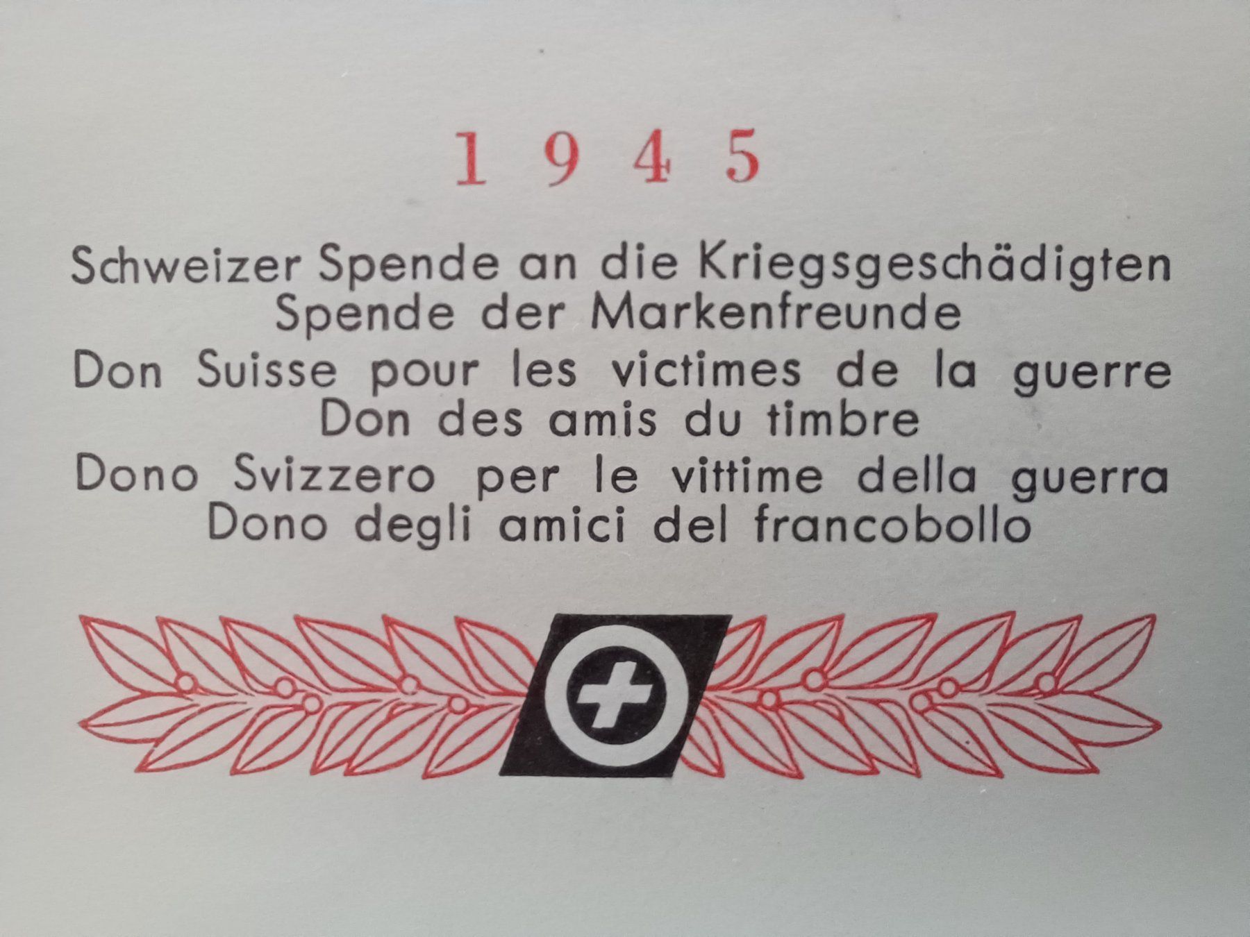 Tutti i francobolli: 1945 Spende an die Kriegsgeschädigten – Usato da Aarau Rohr venduto da mgvw 1