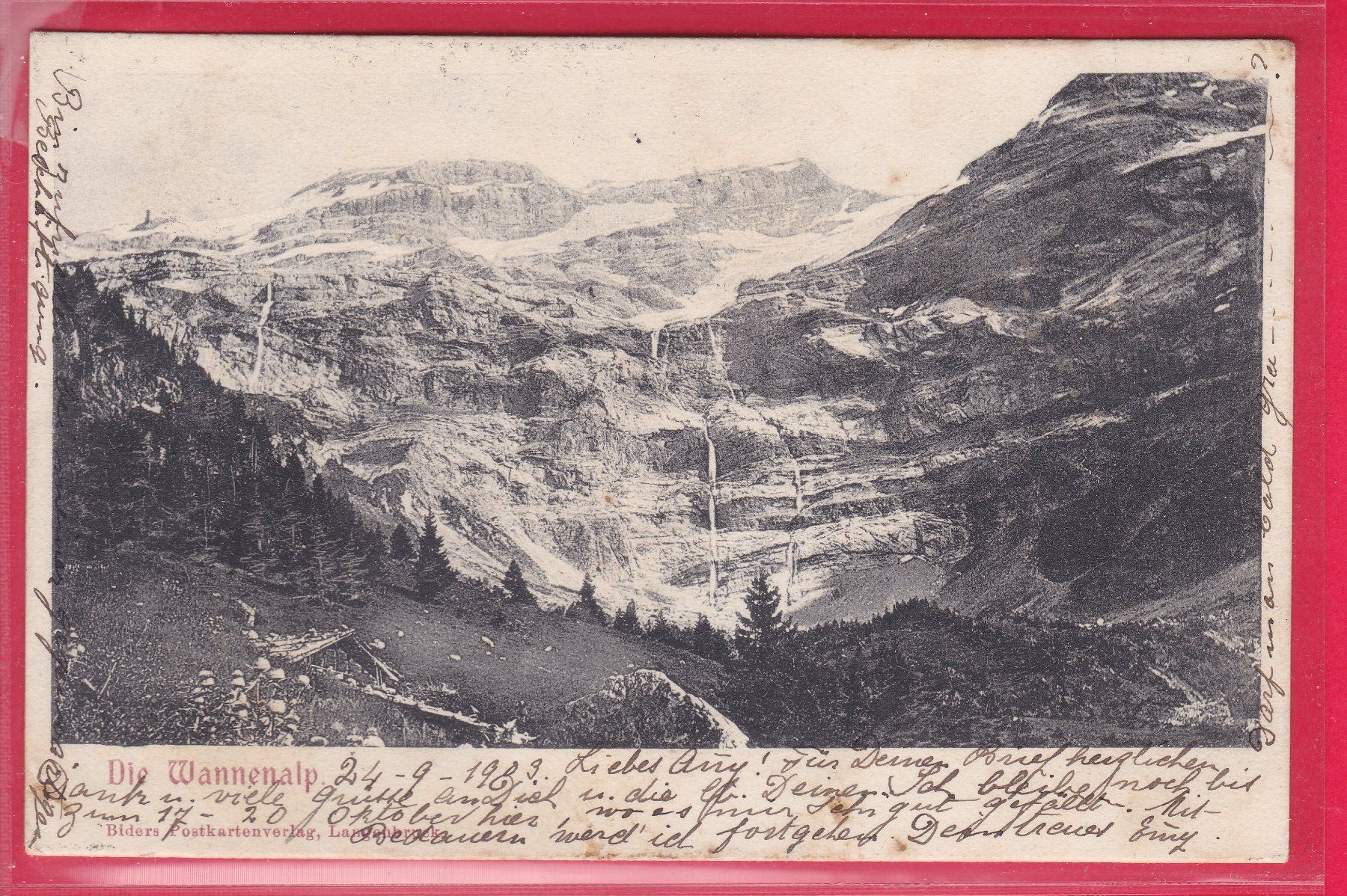 Cartoline postali: DIE WANNENALP, 24.9.1903 – Usato da Oberrieden venduto da Gebirgsstelze