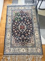 Orientteppich handgeknüpft blau 105-160 cm guter Zustand