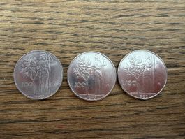 3x 100 Lire Münzen verschiedene Jahrgänge