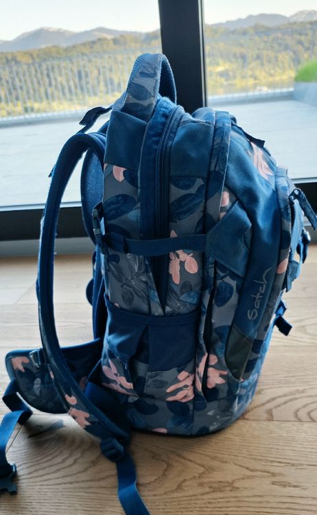 satch-schulthek-blau-mit-blumenmuster-in-gutem-zustand-gebraucht-in