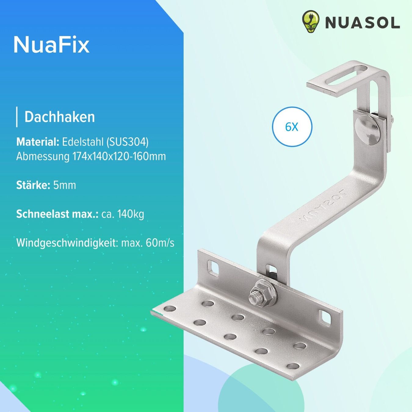 Dispositivi a energia solare: NuaSol Solarpanel Halterung 2er Set – Nuovo e nell'imballaggio originale da Bottighofen venduto da zaap 5