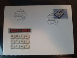 Schweiz Briefmarke Ersttagsbrief SMUV 1988 Top Zustand!