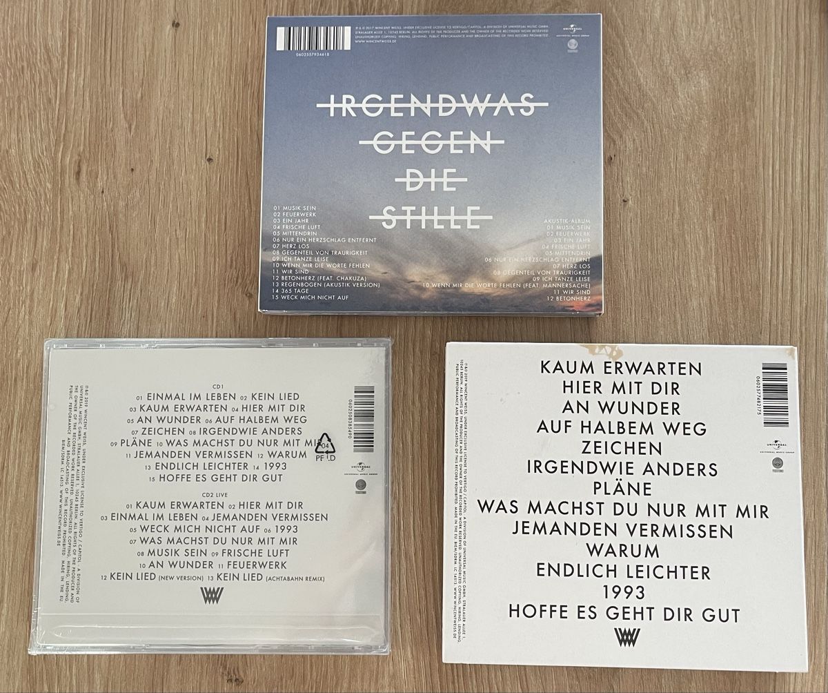CD: Wincent Weiss CD-Bundle: Irgendwie Anders & Was gegen Stille – Nuovo (secondo la descrizione) da Arnegg venduto da lara.andermatt 1