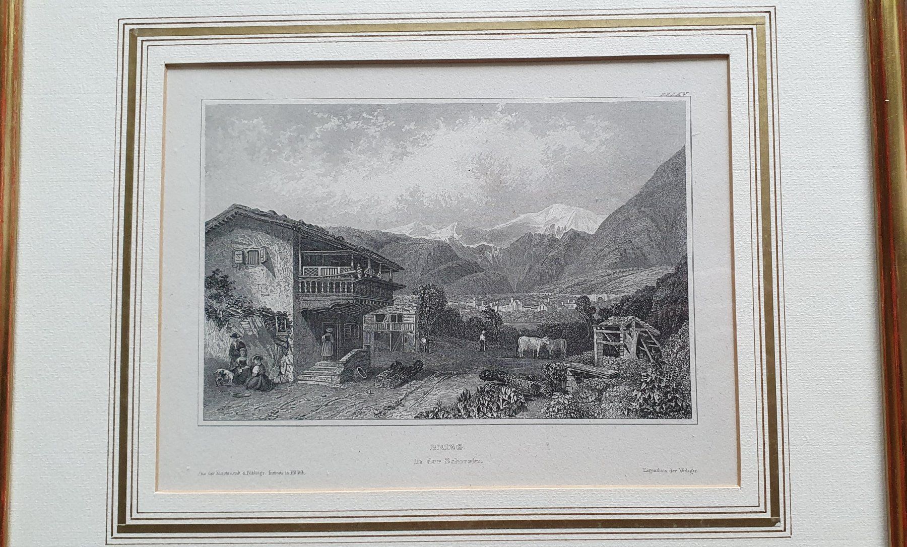 Incisioni: Bild -  Stich von Brig im Goldrahmen – Usato da Kreuzlingen venduto da Rschweiz1 4