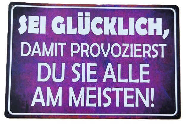 Insegne: SEI GLÜCKLICH  -  Blechschild   (neu, OVP) – Nuovo e nell'imballaggio originale da Wilen b. Wollerau venduto da morethanmusic