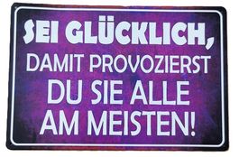 SEI GLÜCKLICH  -  Blechschild   (neu, OVP)