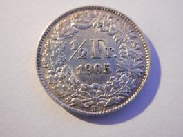 50 Rp. 1905 silber  vorz+ selten in dieser Erhaltung