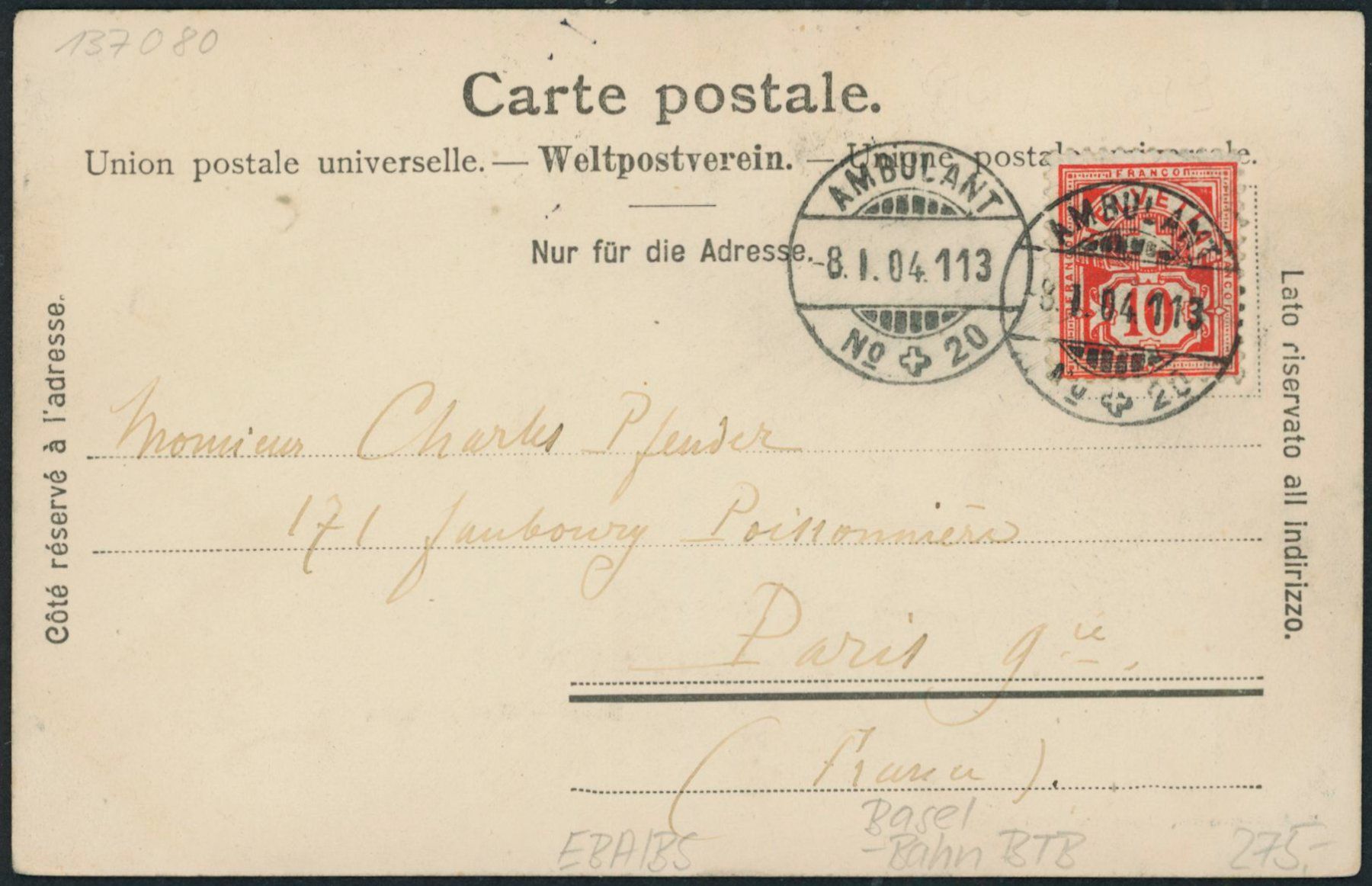 Cartoline postali: BS Basel - Bahnhof - Bahn BTB – Usato da Schindellegi venduto da leecollect 1