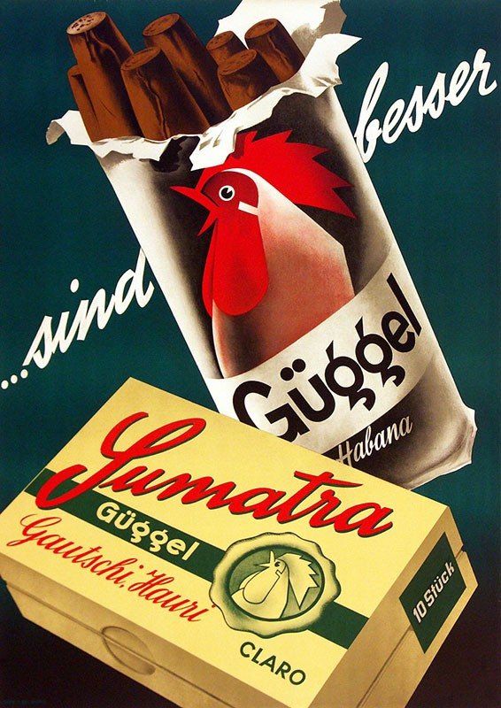 Foto & Immagini: Sumatra Güggel Zigarren Werbung - Vintage Plakat – Usato da Wollerau venduto da Plakatfreund