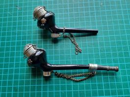 2x Vintage Raucherpfeifen mit Kette, dekorative Sammlerst...