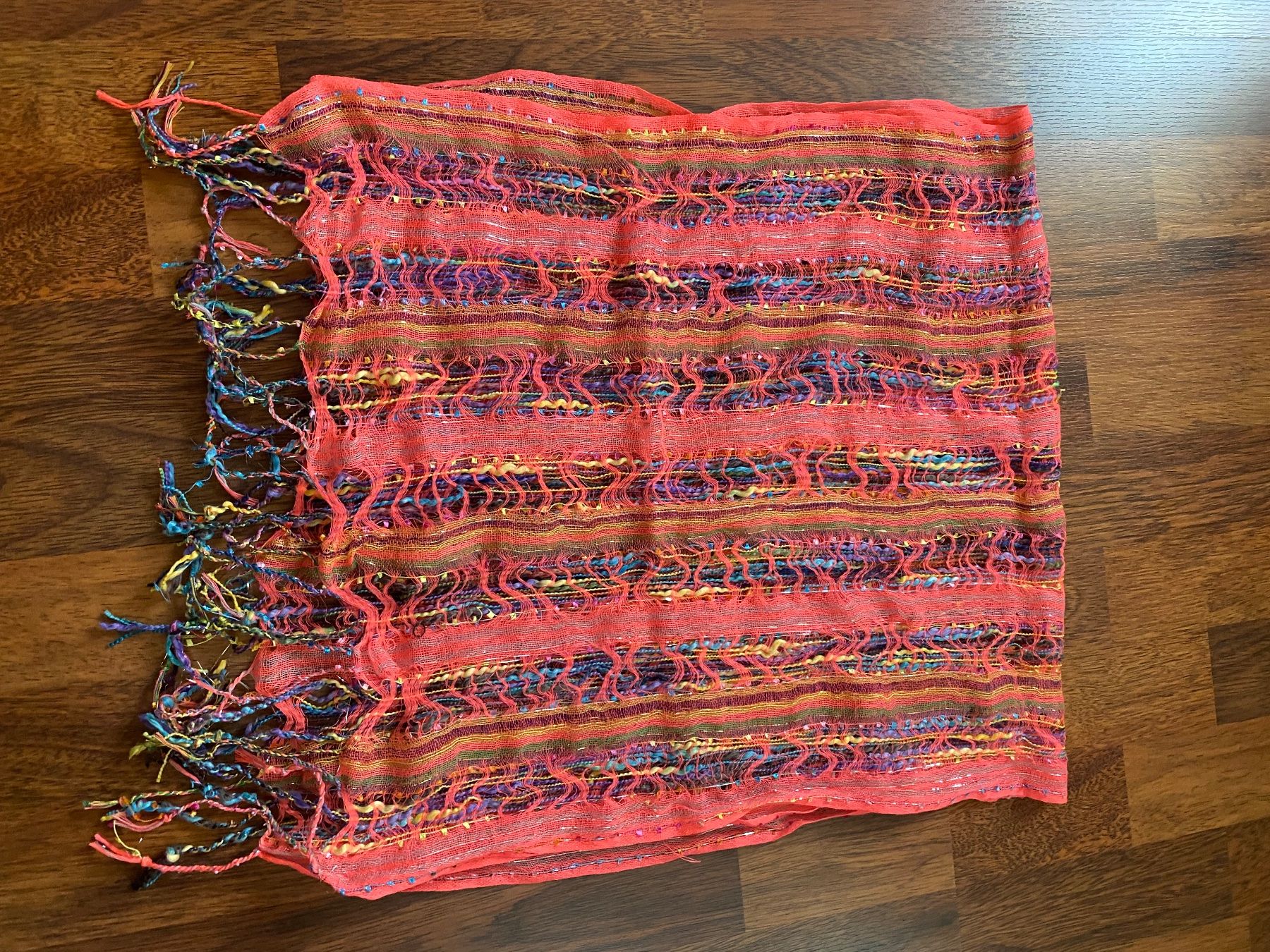 Foulard & Sciarpe: Fröhlich gestreifter Sommer-Schal mit Fransen – Usato da Stadel b. Niederglatt venduto da sandart 3
