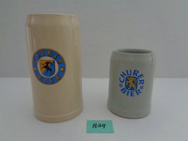 2 alte Churer Bier-Krüge 1 L & 5 dl.