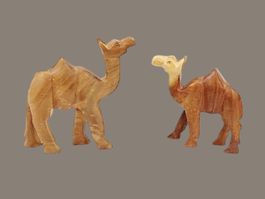 Sculpted Wooden Big Ornamental Camels / Bois sculpté