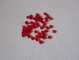LEGO - 50 - TRANSPARENTE - ROTE - GLATTE - RUND - STEINE