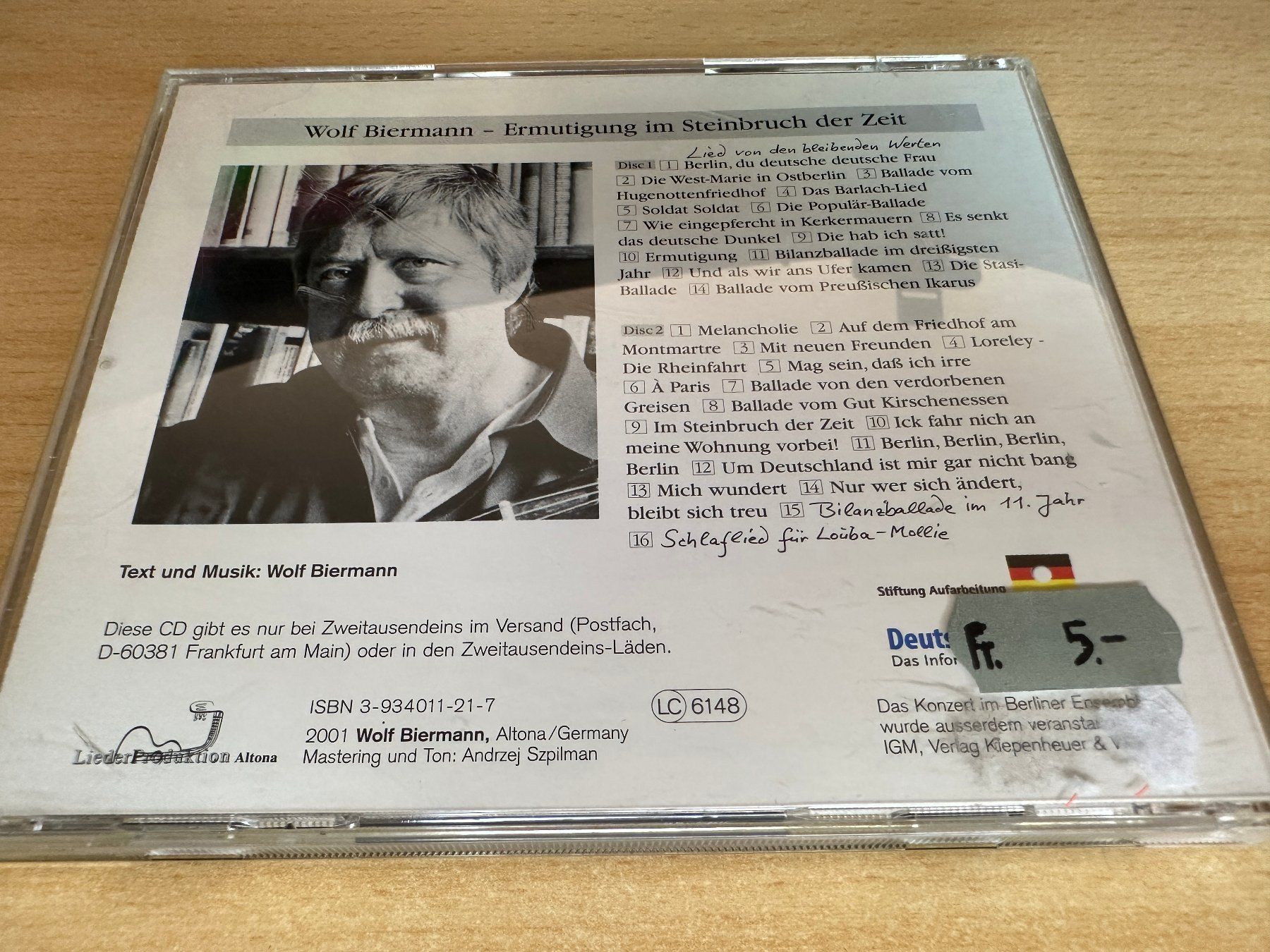 CD: Wolf Biermann – Ermutigung Im Steinbruch Der Zeit - 2 CD – Usato da Rikon im Tösstal venduto da Alpenmutz 1