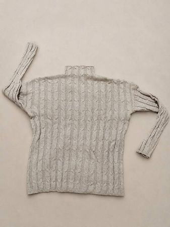 Chicorée Strickpullover S, Grau/Creme mit schönes Zopfmuster