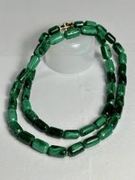 Collier vintage en malachite - Perles cylindriques