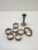 Tischset silberfarben Kerzenhalter und Serviettenringe