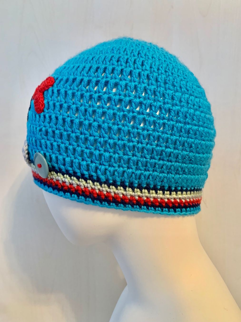 Altro abbigliamento per bambino: Kappe türkis mit Monster, Handarbeit, Einzelstück – Nuovo e nell'imballaggio originale da Emmenbrücke venduto da swissmade-miracles 2