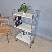 Shelf Gitterregal Standregal Regal verchromt 3 Holztablar