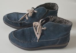 Gefütterte, blaue Wildleder-Stiefeletten von ara, Gr. 41.5