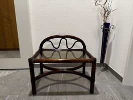 2 Beistelltische Rattan dunkelbraun mit Glasplatte