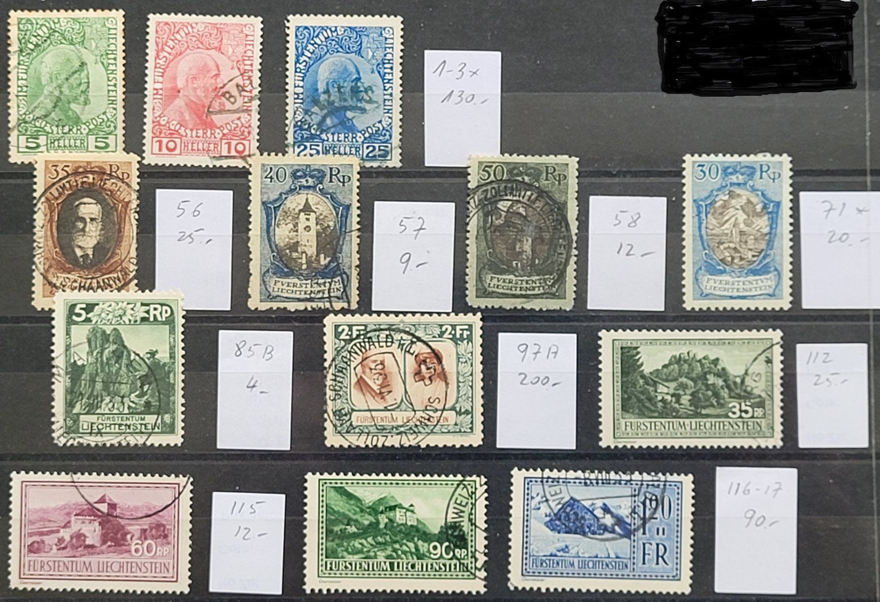 Tutti i francobolli: Lot LIECHTENSTEIN cat. > 500 CHF – Usato da Colombier NE venduto da Colombier