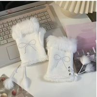 NEUE warme Handschuhe weiss ohne Finger Gr. XS/S - 226045