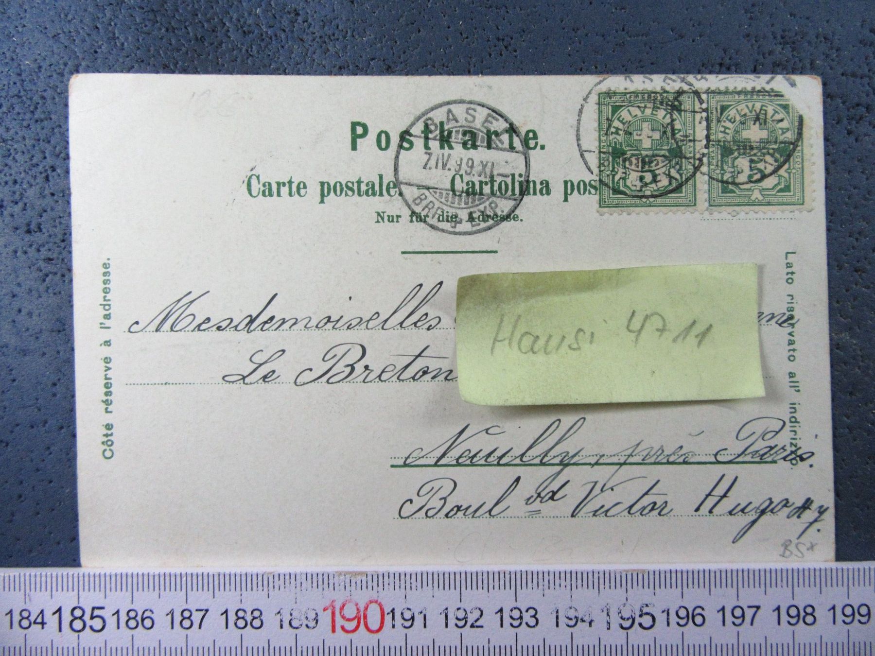 Ansichtskarten: GRUSS AUS BASEL 1899 AK-BS 4BILD-LITHO – Gebraucht aus Ettingen von Hausi4711 1