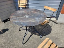 Table jardin ronde ancienne alte Eisengartentisch 1920er.