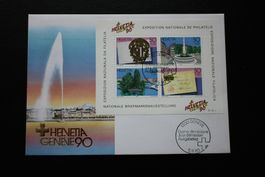 Briefmarken Helvetia Geneve 90 Ersttagsbrief / Viererblock