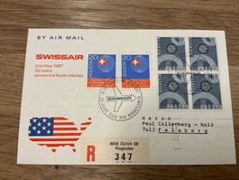 SWISSAIR Ersttagsbrief 2.Mai 1967, 20 Jahre Nordatlantik