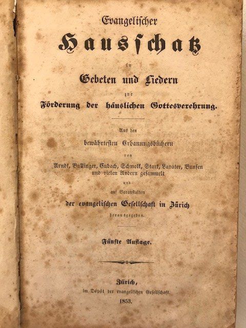 Bücher: Antikes Buch Evangelischer Hausschatz 1853 – Gebraucht aus Ebmatingen von desalli