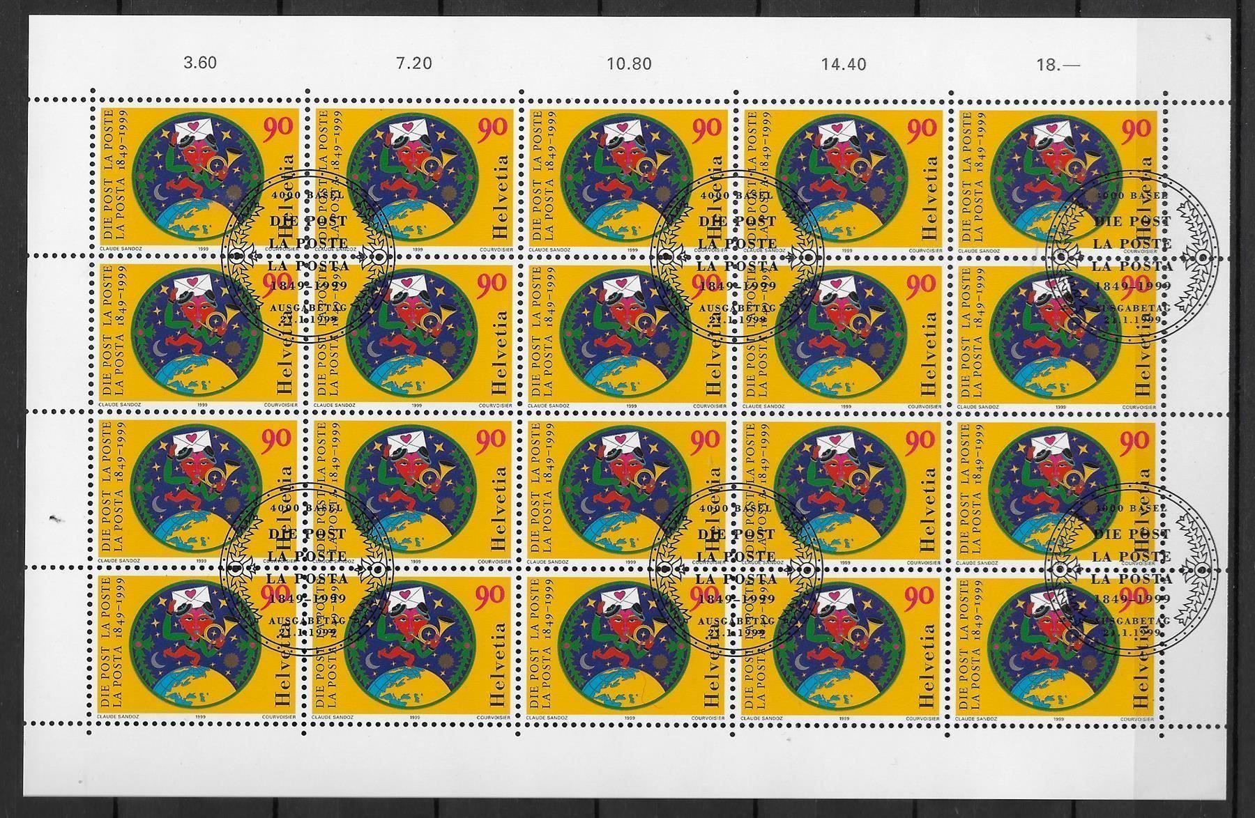 Alle Briefmarken: M0963 - Feuille 150 ans de la poste 1.j. – Gebraucht aus Trélex von Phil_Albert
